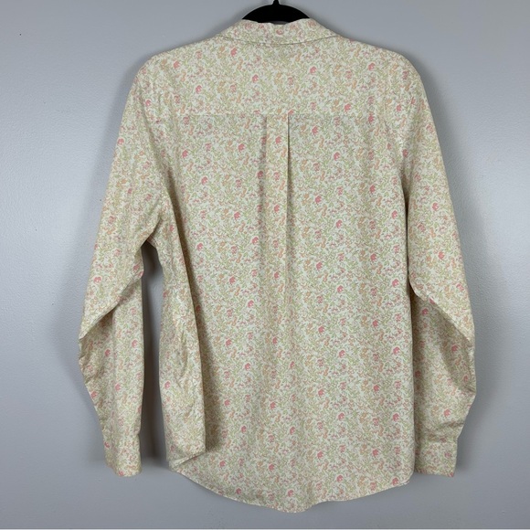 LL Bean Cream and Pink Floral Casual Button Down Shirt Size Large - Picture 9 of 10